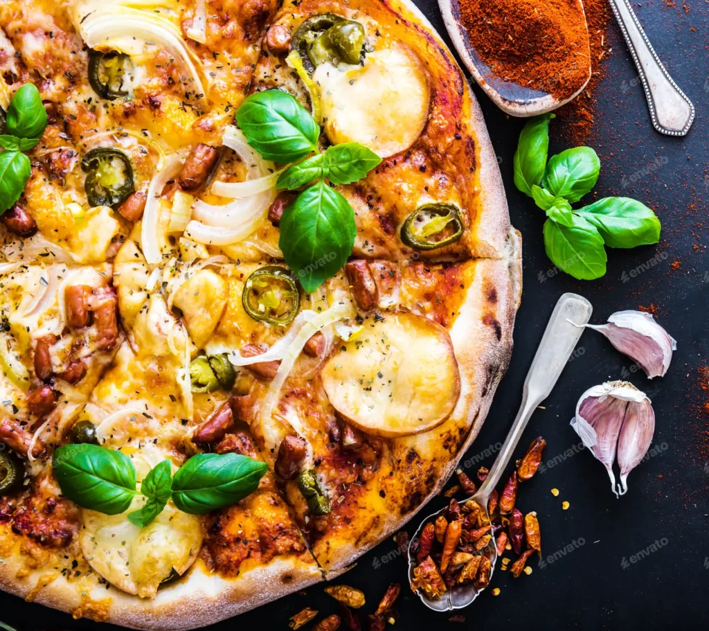Explore classic and gourmet pizza toppings at Manny & Olga’s today!