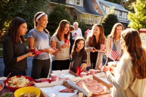 Group of teen girls celebrating July 4 in Manny & Olga’s way.