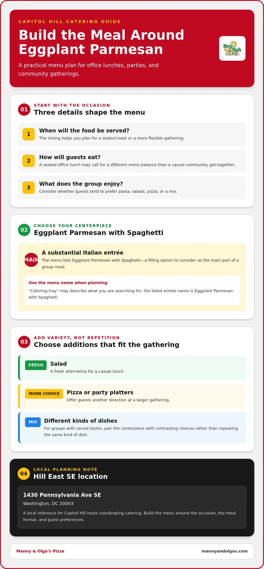 Eggplant Parmigiana Catering Tray in Capitol Hill: A Local Ordering Guide