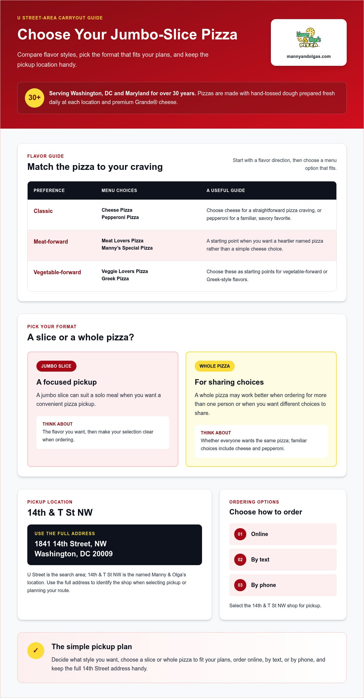 Jumbo Slice Pizza Carryout Near U St NW: Order from Manny & Olga’s